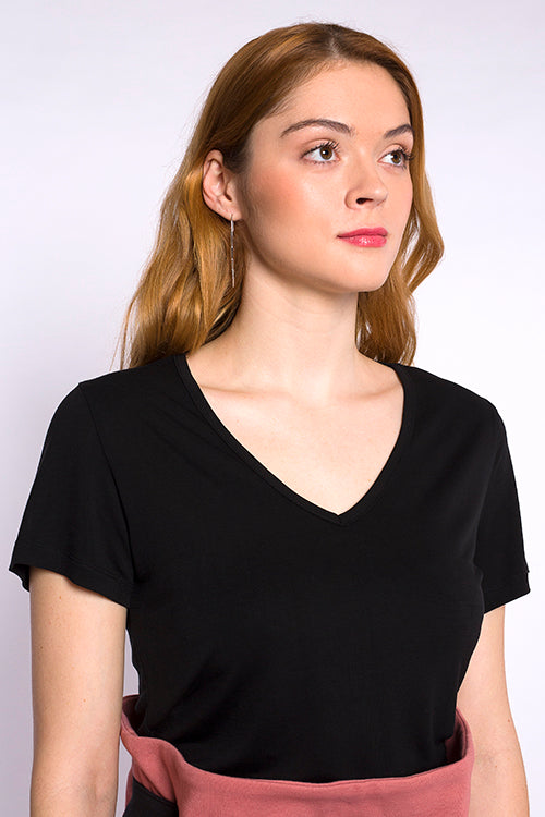 CLAIRE V-neck top, black