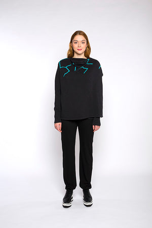LUCIE knitted cardigan, dark grey/blue
