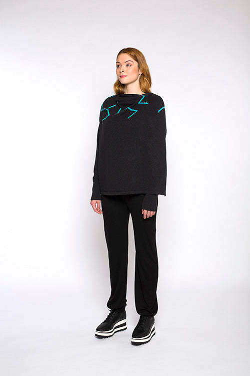 LUCIE knitted cardigan, dark grey/blue