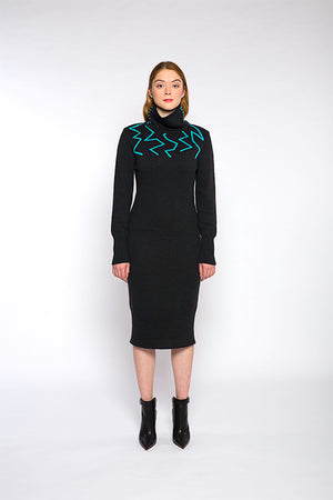 GABRIELLE knitted dress, dark grey/blue