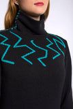 GABRIELLE knitted dress, dark grey/blue