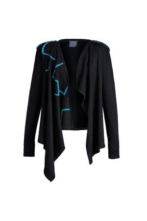 LUCIE knitted cardigan, dark grey/blue