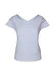 CHLOE draped top, blue/grey