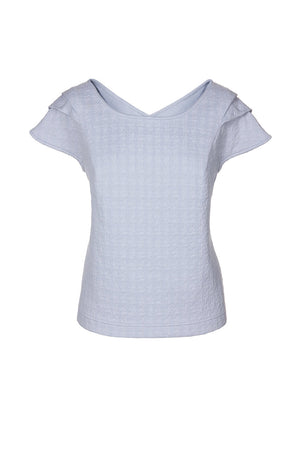 CHLOE draped top, blue/grey