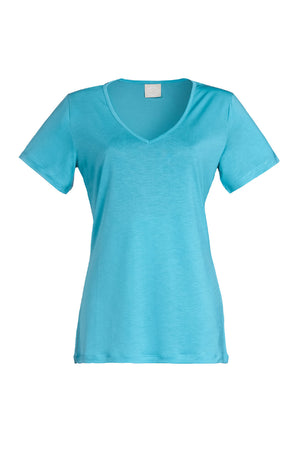 CLAIRE V-neck top, aqua